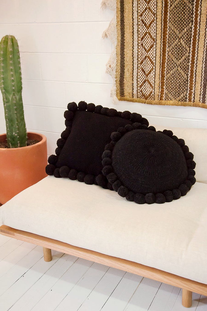 Monte Pom Pom Cushion #1 Large | Black